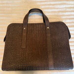 Brown Leather Crocodile Pattern Satchel/Briefcase Type Bag